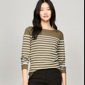 Tommy Hilfiger Olive Boatneck Women's Sweater